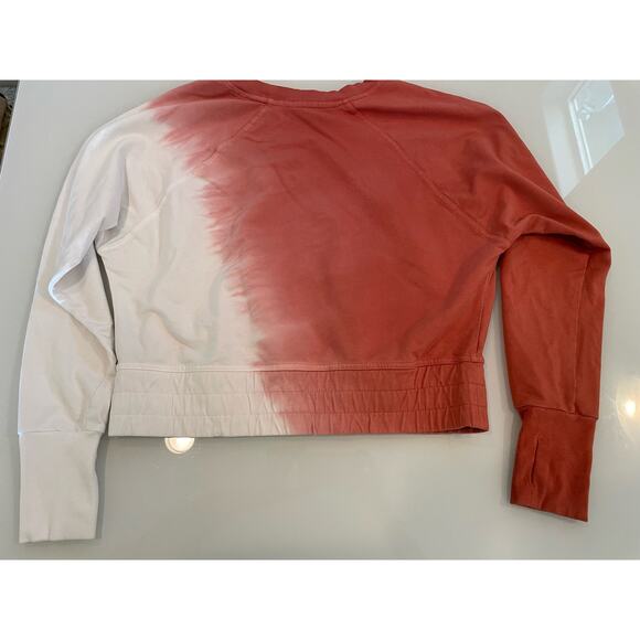Joy Lab Women’s Cropped Tie Dye Sweatshirt Orange/Cream Cotton Blend Size S - Picture 6 of 7